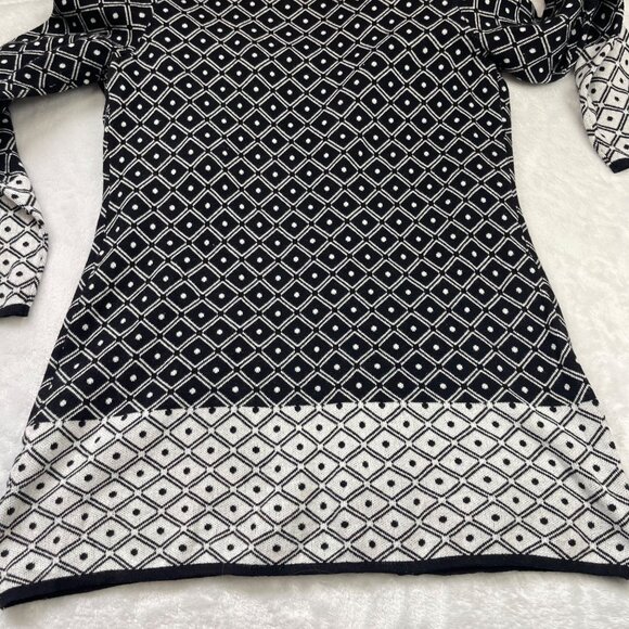 Chico's Easywear Open Front Cardigan Size 2 (US 12) 100% Cotton Knit Black White - Picture 10 of 10